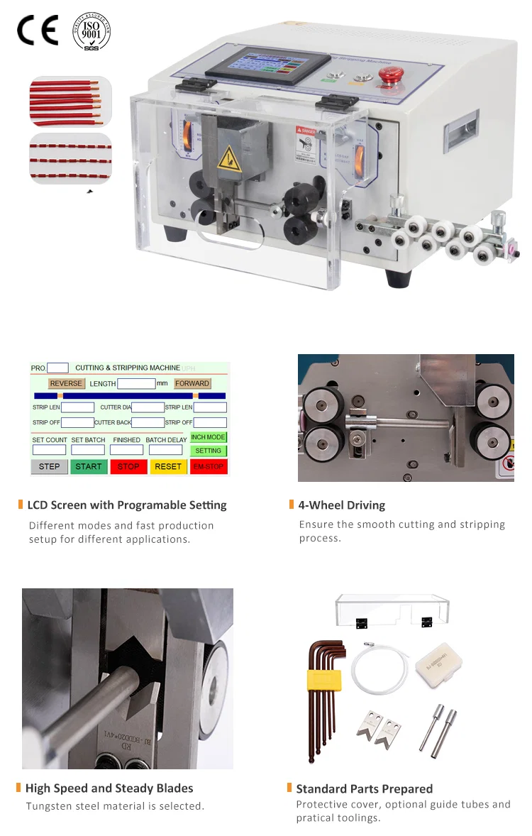 Berøringsskjermkontroll: Wire stripping cutting machine 0,1 - 8mm² WPM-ES Automatisk wire stripping maskin, kabelstripping skjæremaskin, wire stripping maskin