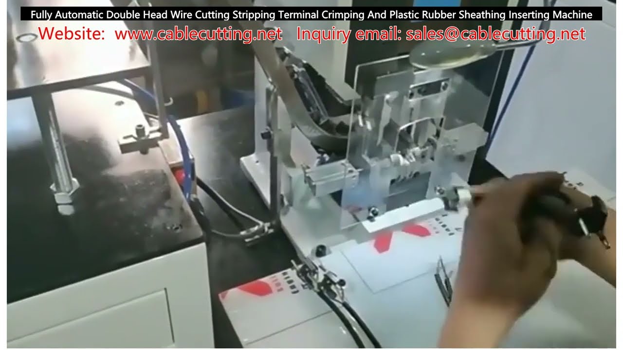 Fully Automatic Double Head Wire Cutting Stripping Terminal Crimping And Plastic Rubber Sheathing In